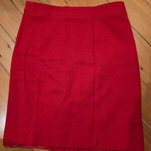 J-Crew Red Wool Pencil Skirt